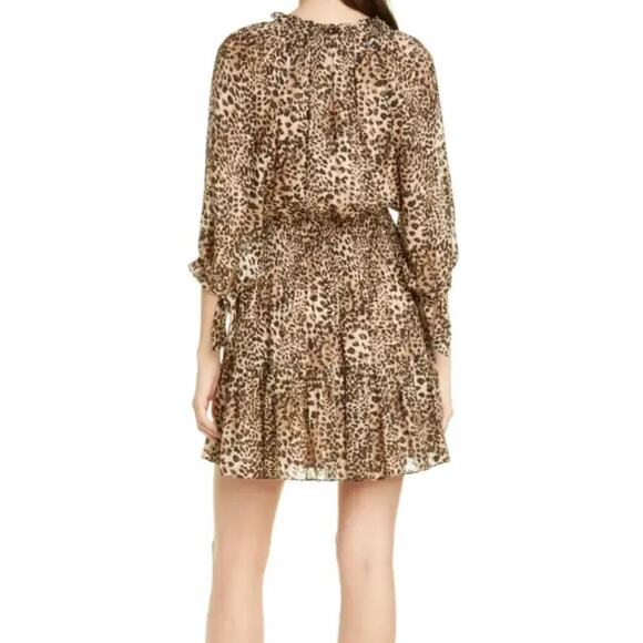 Rebecca Taylor J1701 Klynx Smocked Silk Blend Oat Dress Sz M - Picture 3 of 10